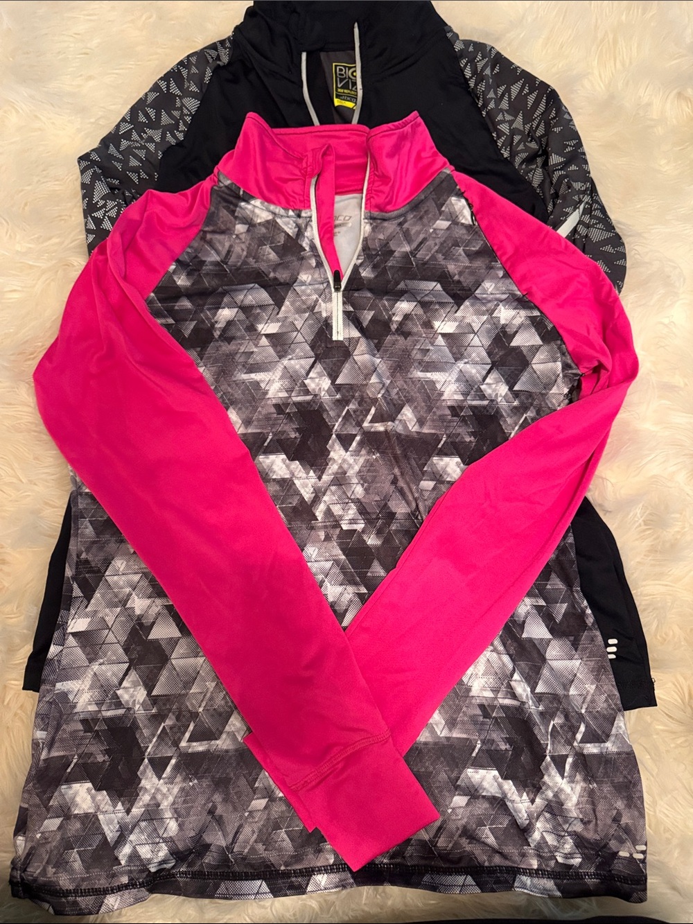 Women's bcg Hot Pink and Gray Geometric Quarter-Zip Performance Top bundle of 2